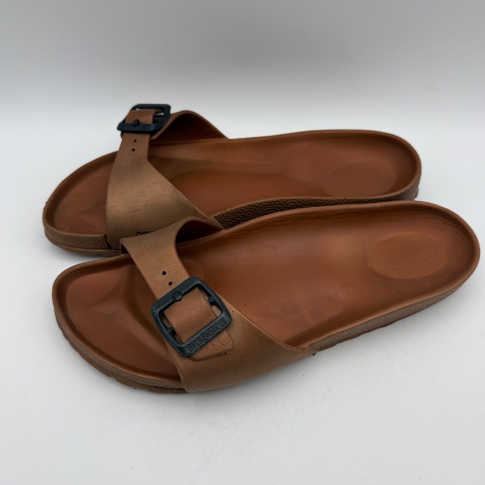 Birkenstock Madrid EVA Sandals Women 39 US 8 Copper Bronze Single Strap Slides